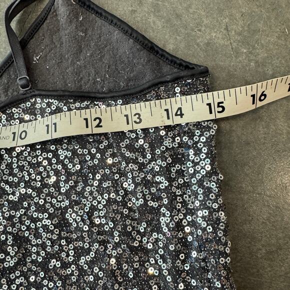 Vintage Y2K Express Fully Sequined Grey Black Embellished Cami Tank Top M - Picture 4 of 5